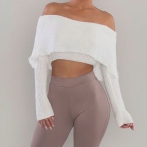 Off the shoulder white shirt